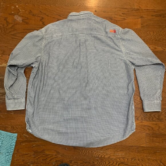 Ariat Work FR Men's Checkered Button-Down Shirt XXL Navy & White - Picture 15 of 16